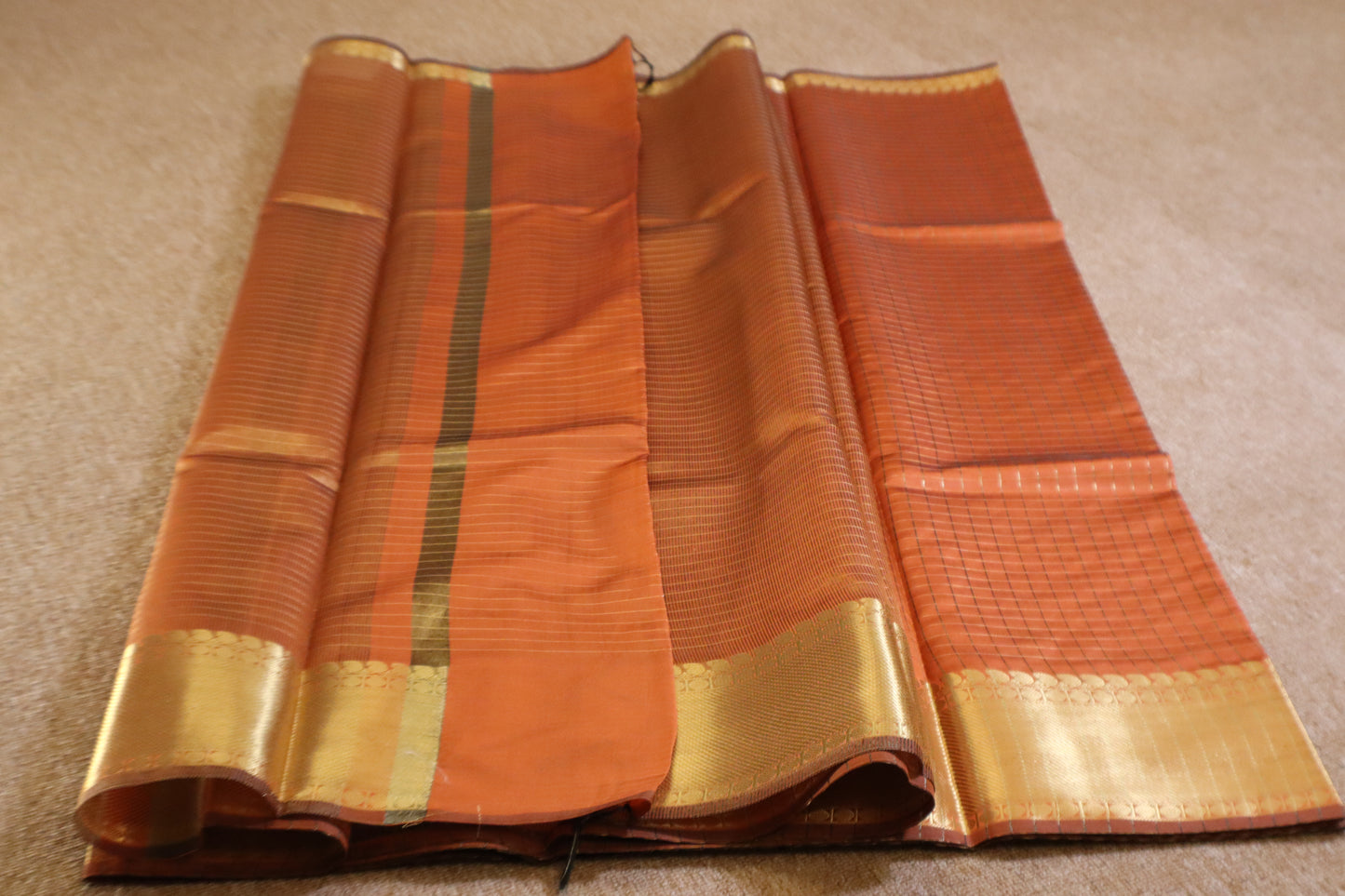Banarasi Soft Silk Saree - Rust Orange