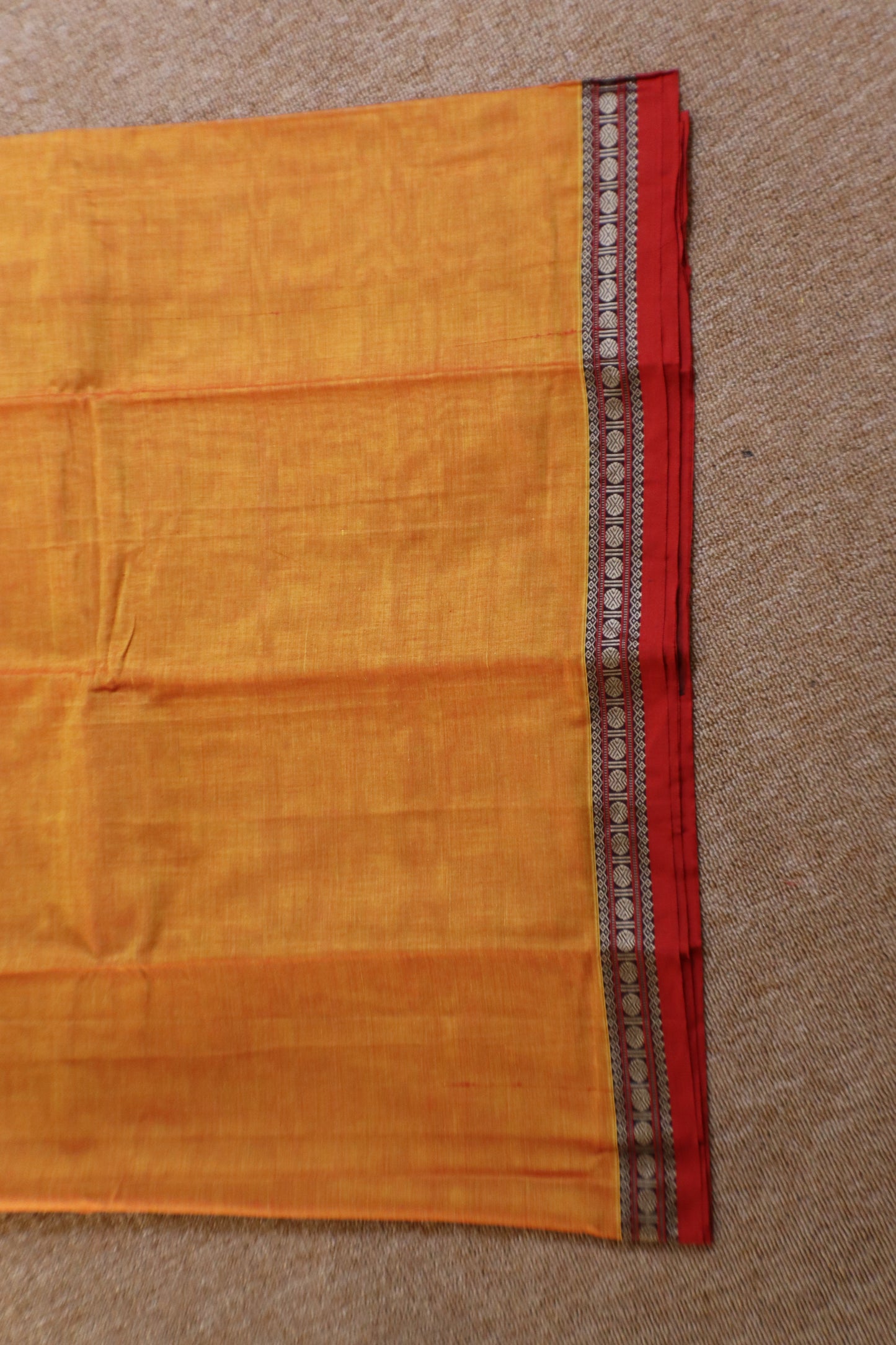 Narayanpet Saree - Yellow with Red Border - NPEQ009