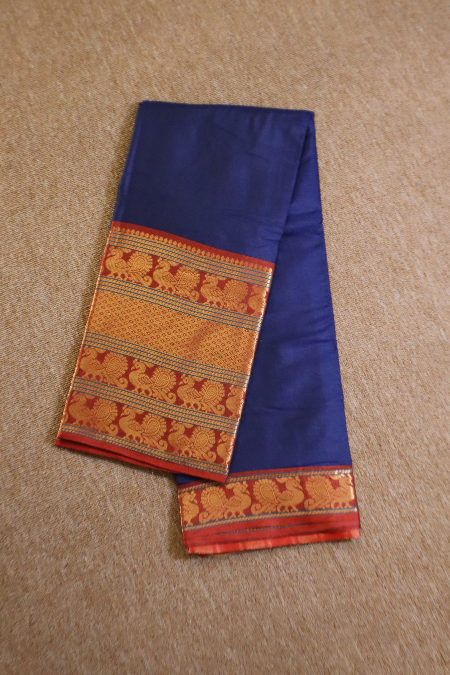 Narayanpet - Blue with Red Long Border saree - NPEQ001