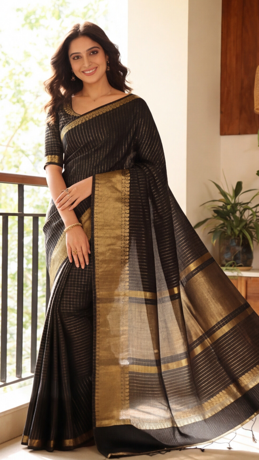 Banarasi Soft Silk Saree - Black