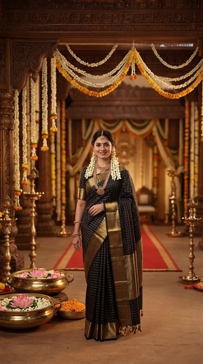 Banarasi Soft Silk Saree - Black