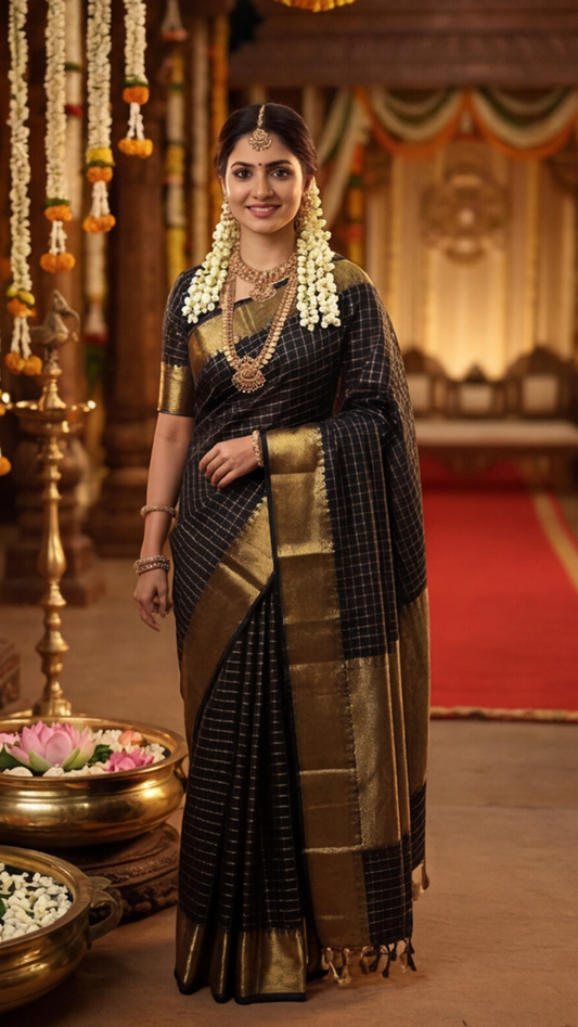 Banarasi Soft Silk Saree - Black