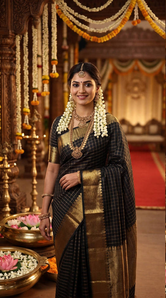 Banarasi Soft Silk Saree - Black