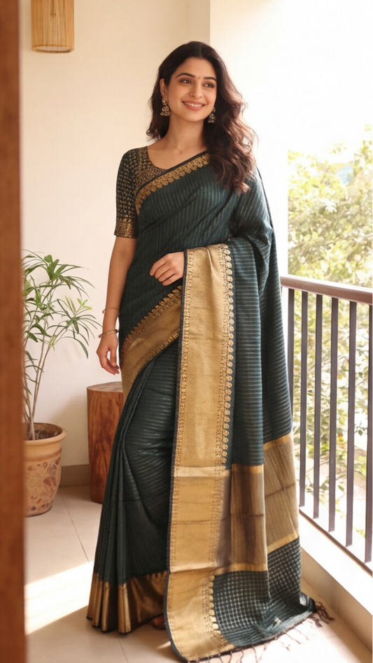 Banarasi Soft Silk Saree - Green