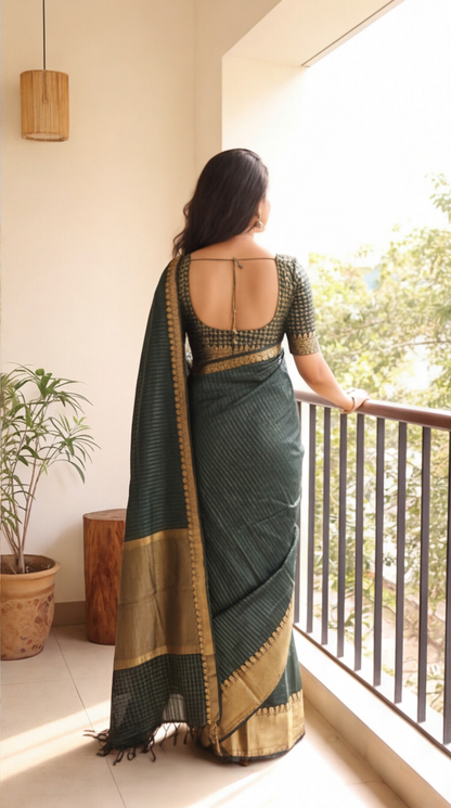 Banarasi Soft Silk Saree - Green