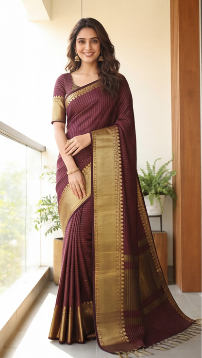 Banarasi Soft Silk Saree - Maroon