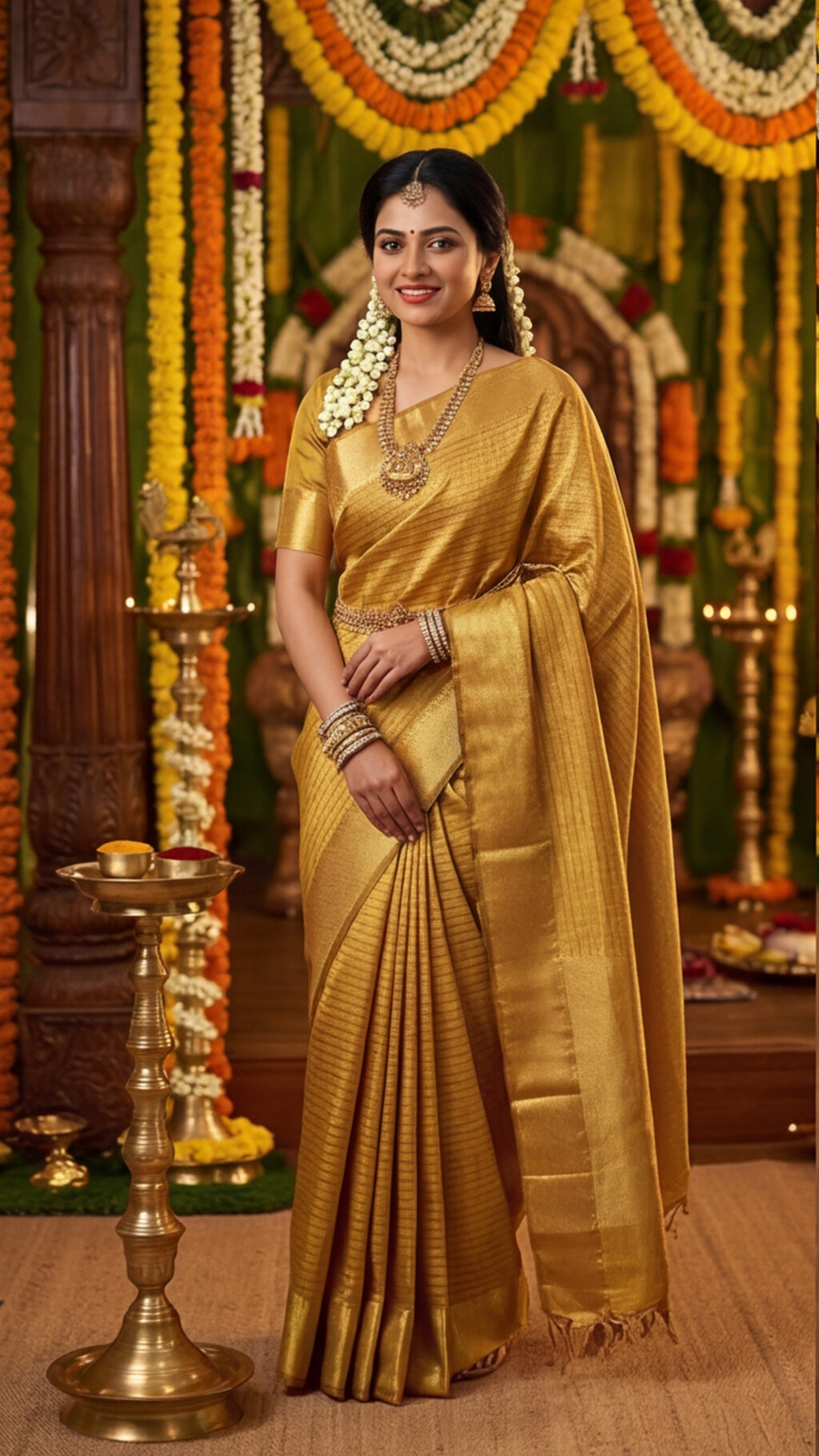Banarasi Soft Silk Saree - Mustard Yellow