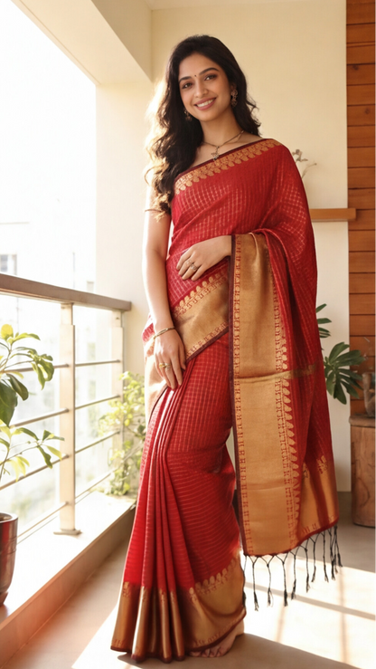 Banarasi Soft Silk Saree - Red
