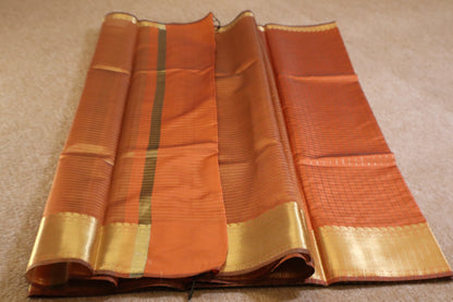 Banarasi Soft Silk Saree - Rust Orange
