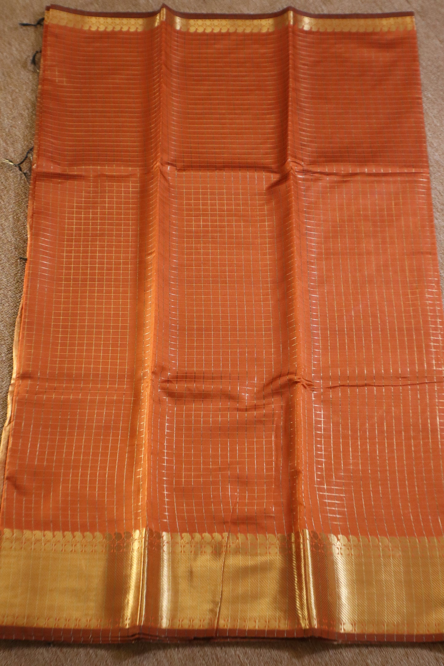 Banarasi Soft Silk Saree - Rust Orange