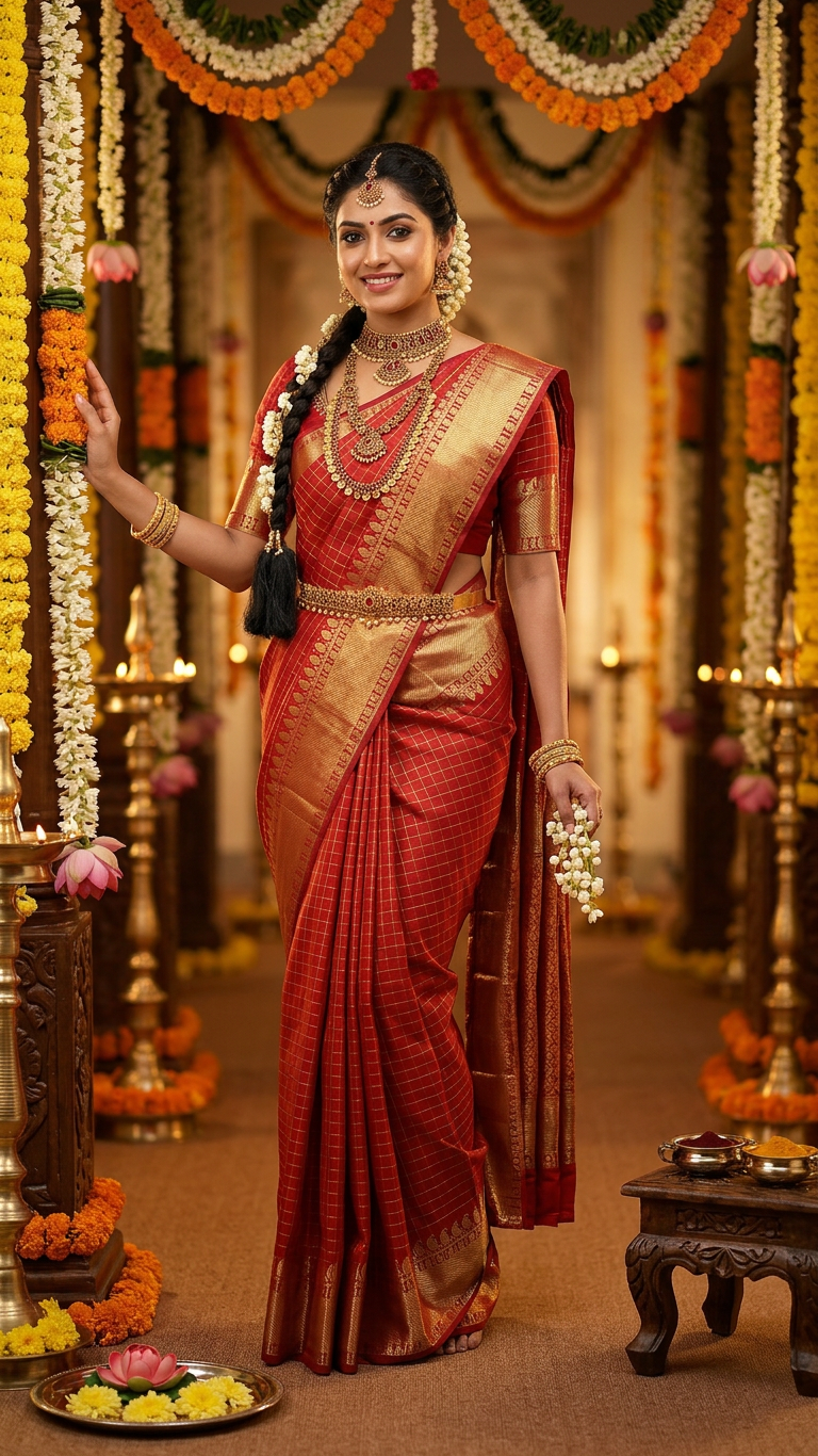 Banarasi Soft Silk Saree - Red