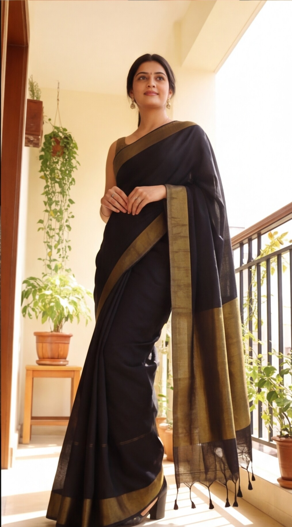 Khadhi Cotton Saree - Black