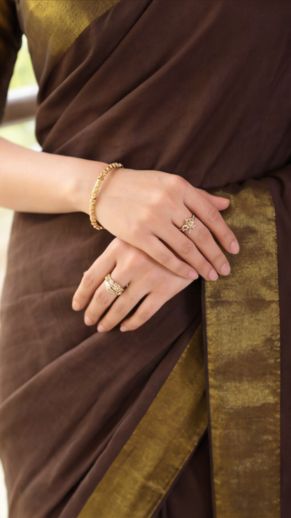 Khadhi Cotton Saree - Brown