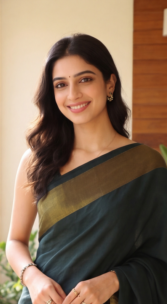 Khadhi Cotton Saree - Green