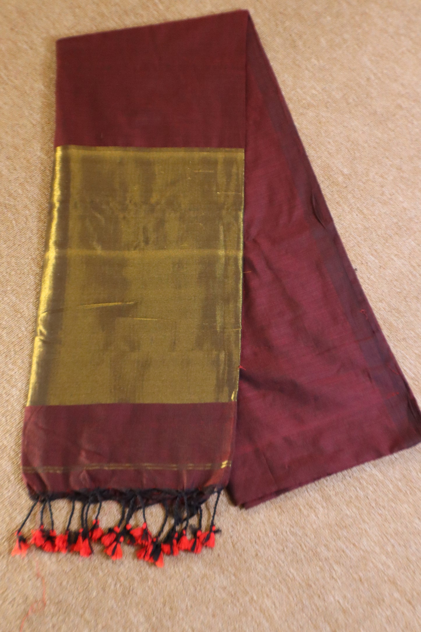 Khadhi Cotton Saree - Maroon