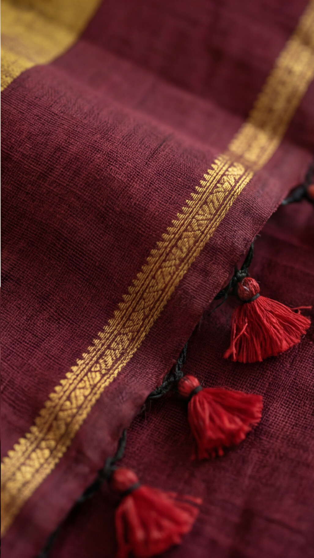 Khadhi Cotton Saree - Maroon