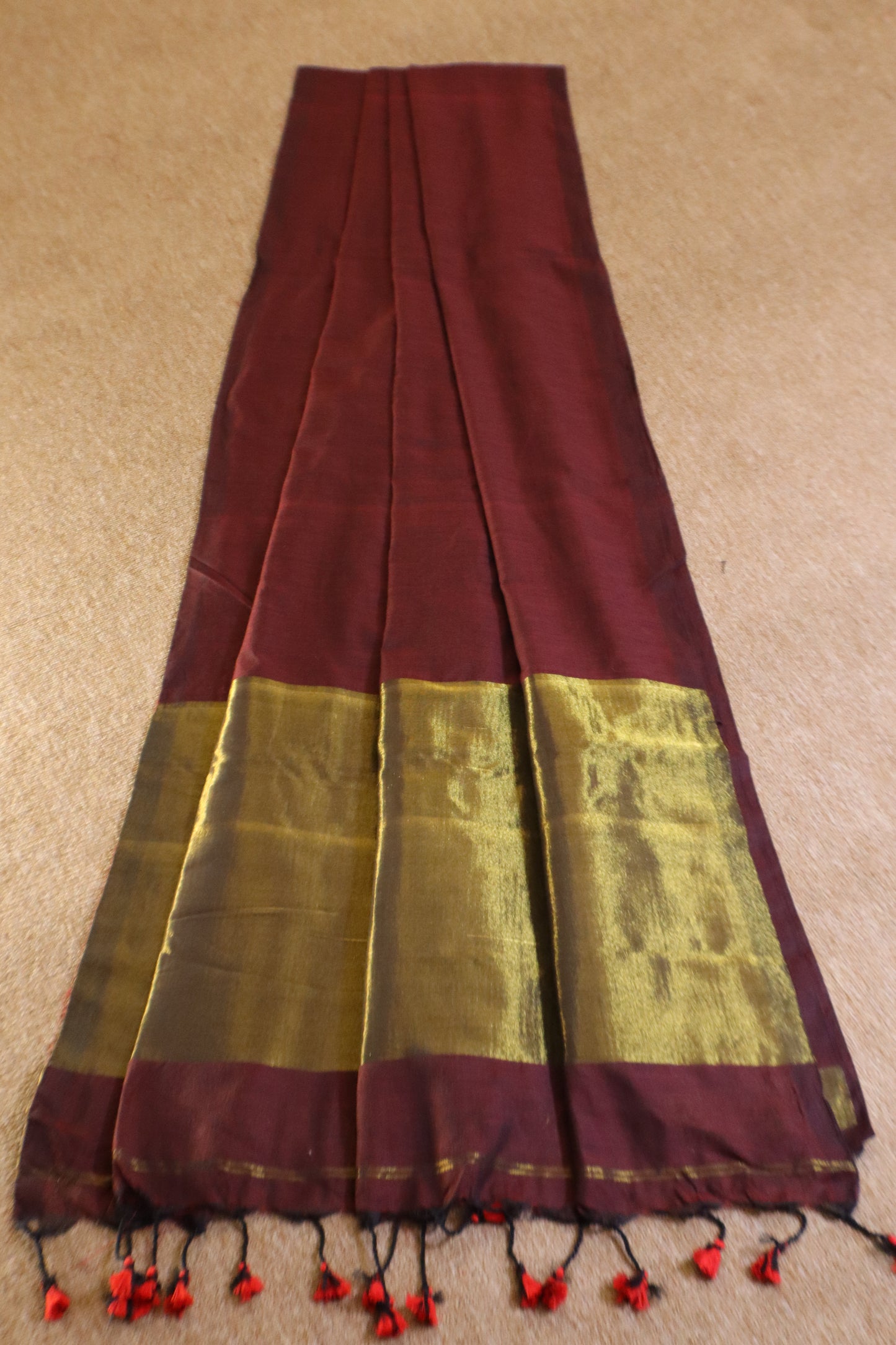 Khadhi Cotton Saree - Maroon