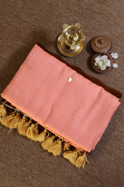 Khadhi Cotton Saree - Peach