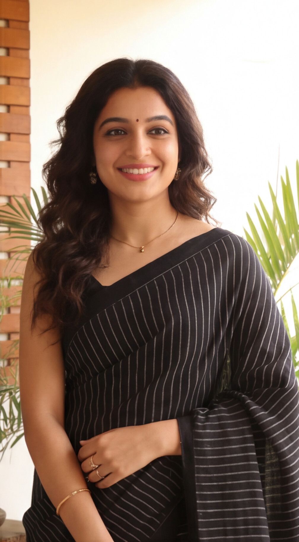 Khadhi Stripes Cotton Saree - Black