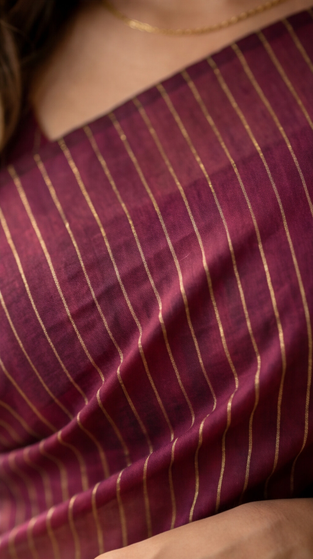 Khadhi Stripes Cotton Saree - Maroon