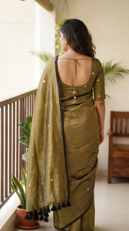 Khadi Tissue Saree - Gold