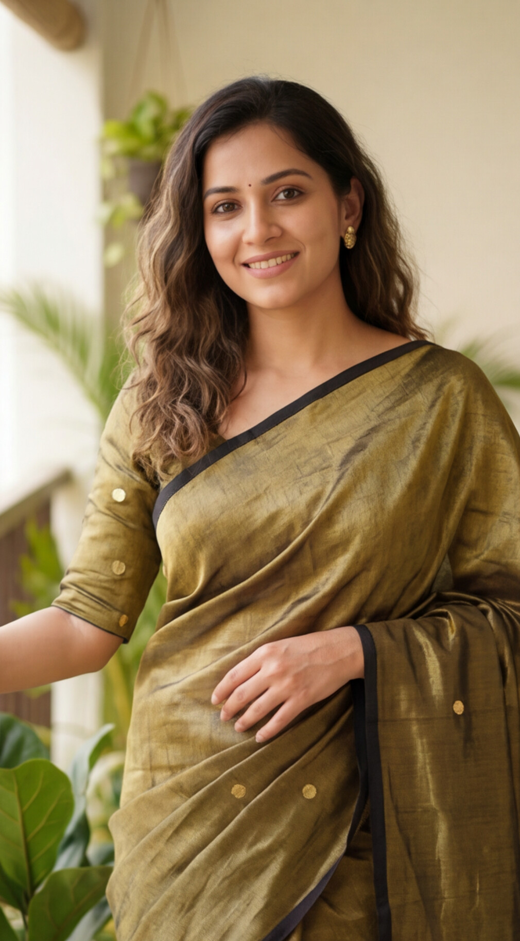 Khadi Tissue Saree - Gold