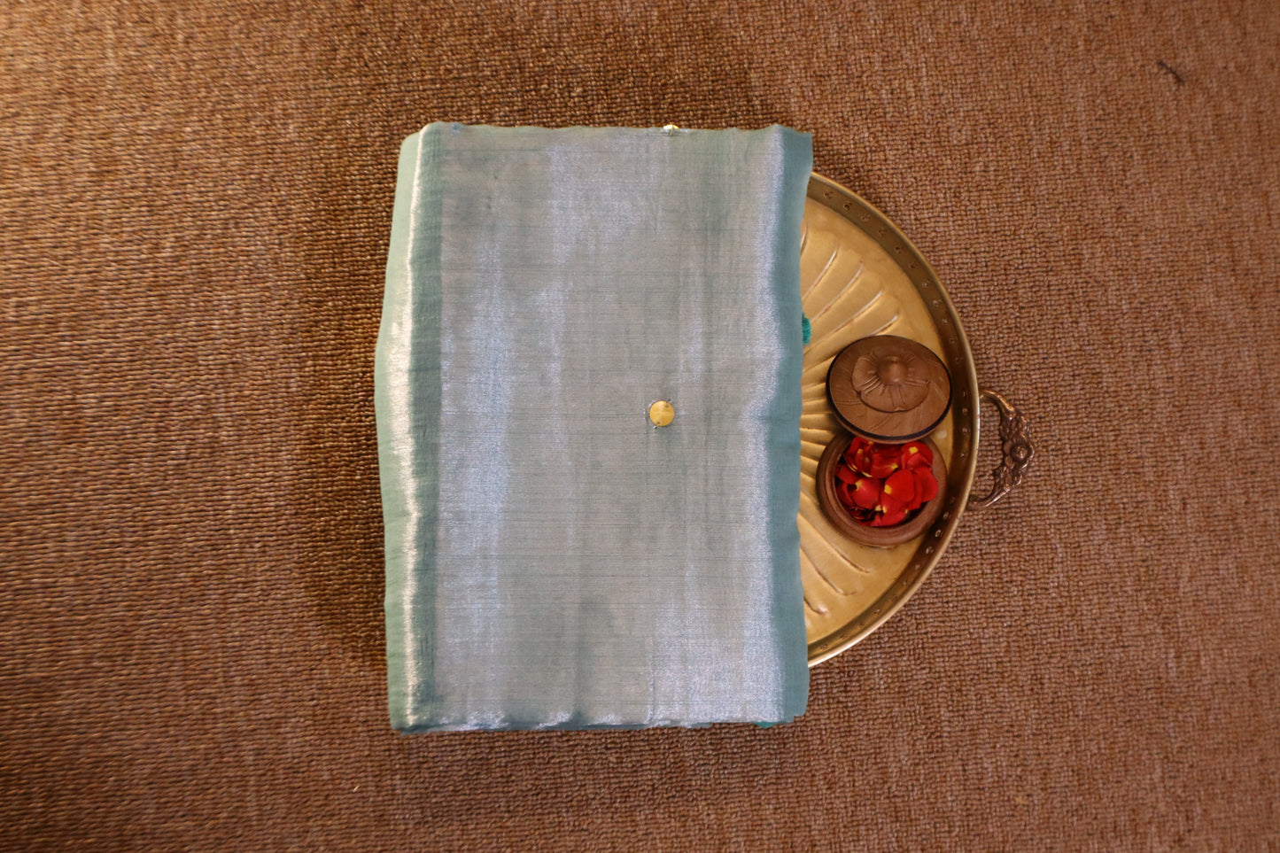 Khadi Tissue Saree - Ice Blue