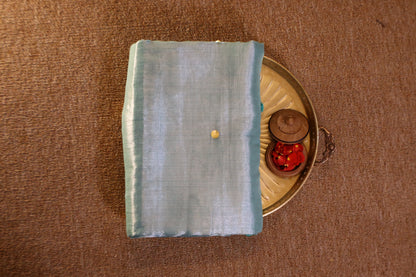 Khadi Tissue Saree - Ice Blue