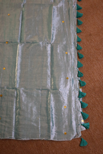 Khadi Tissue Saree - Ice Blue
