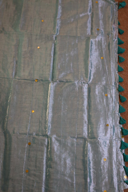 Khadi Tissue Saree - Ice Blue