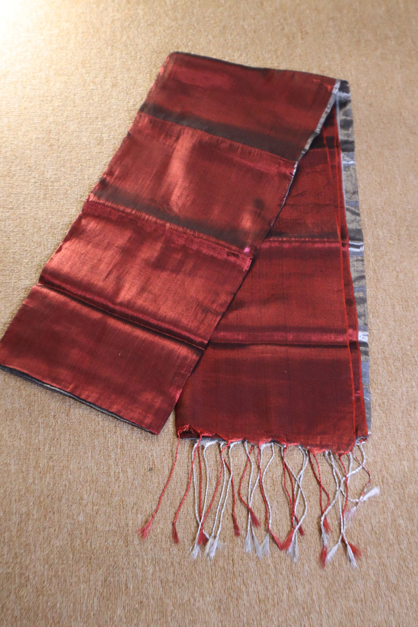 Khadi Tissue Saree - Red
