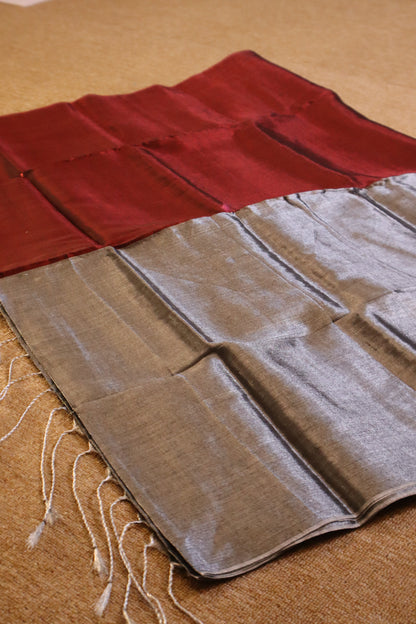 Khadi Tissue Saree - Red
