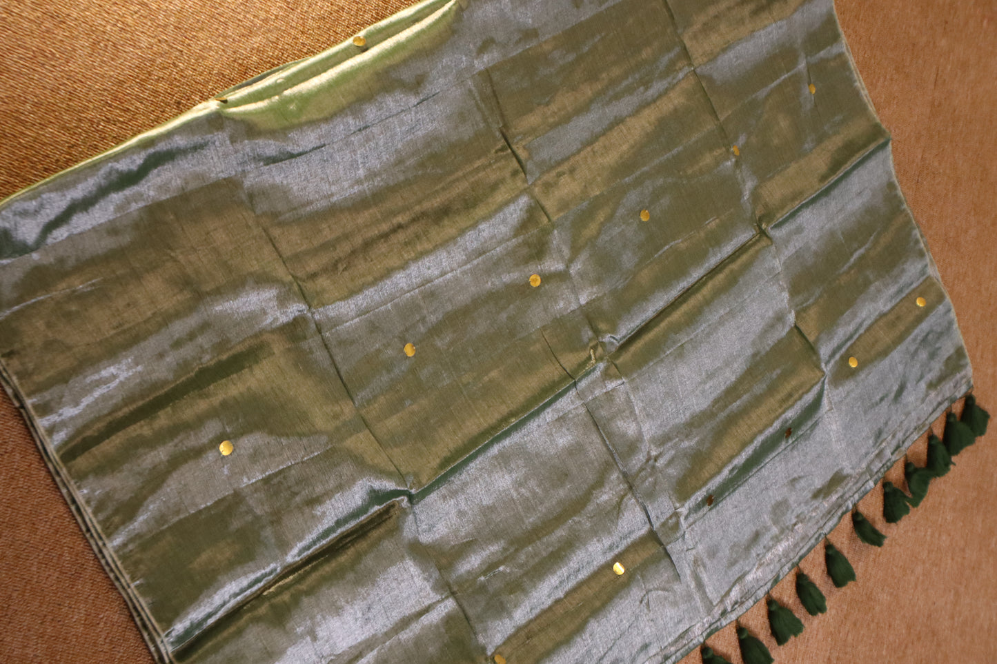 Khadi Tissue Saree - Sage Green