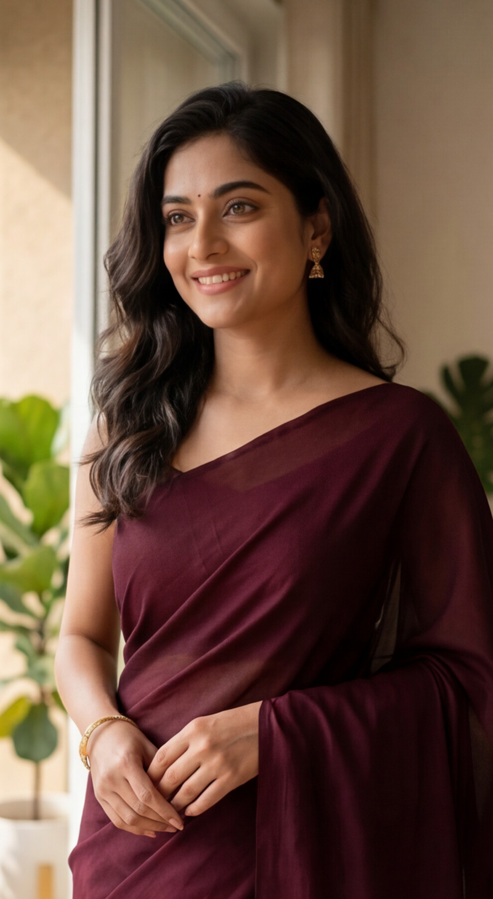 Khadi Cotton Saree - Maroon - KCEQ003