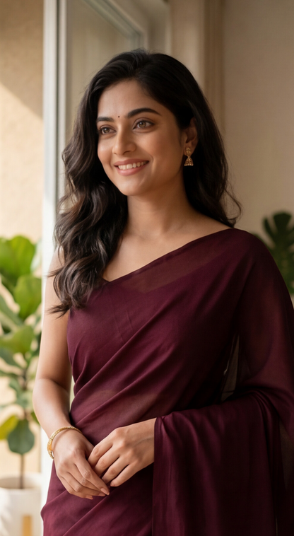 Khadi Cotton Saree - Maroon - KCEQ003