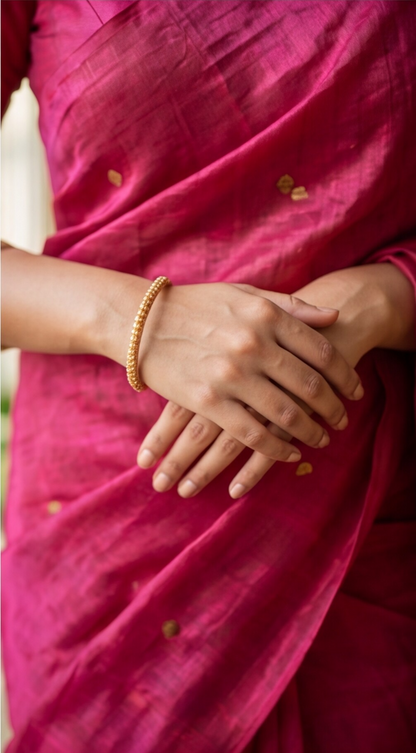 Khadi Tissue Saree - Rani Pink