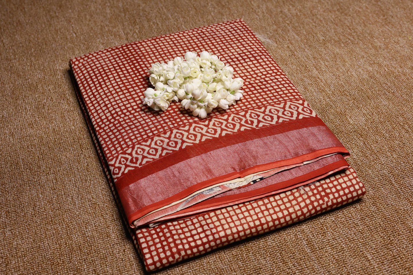 Linen Cotton Saree - Red Checks
