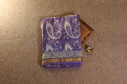 Maheshwari Silk Saree - Lavender Mango Motifs