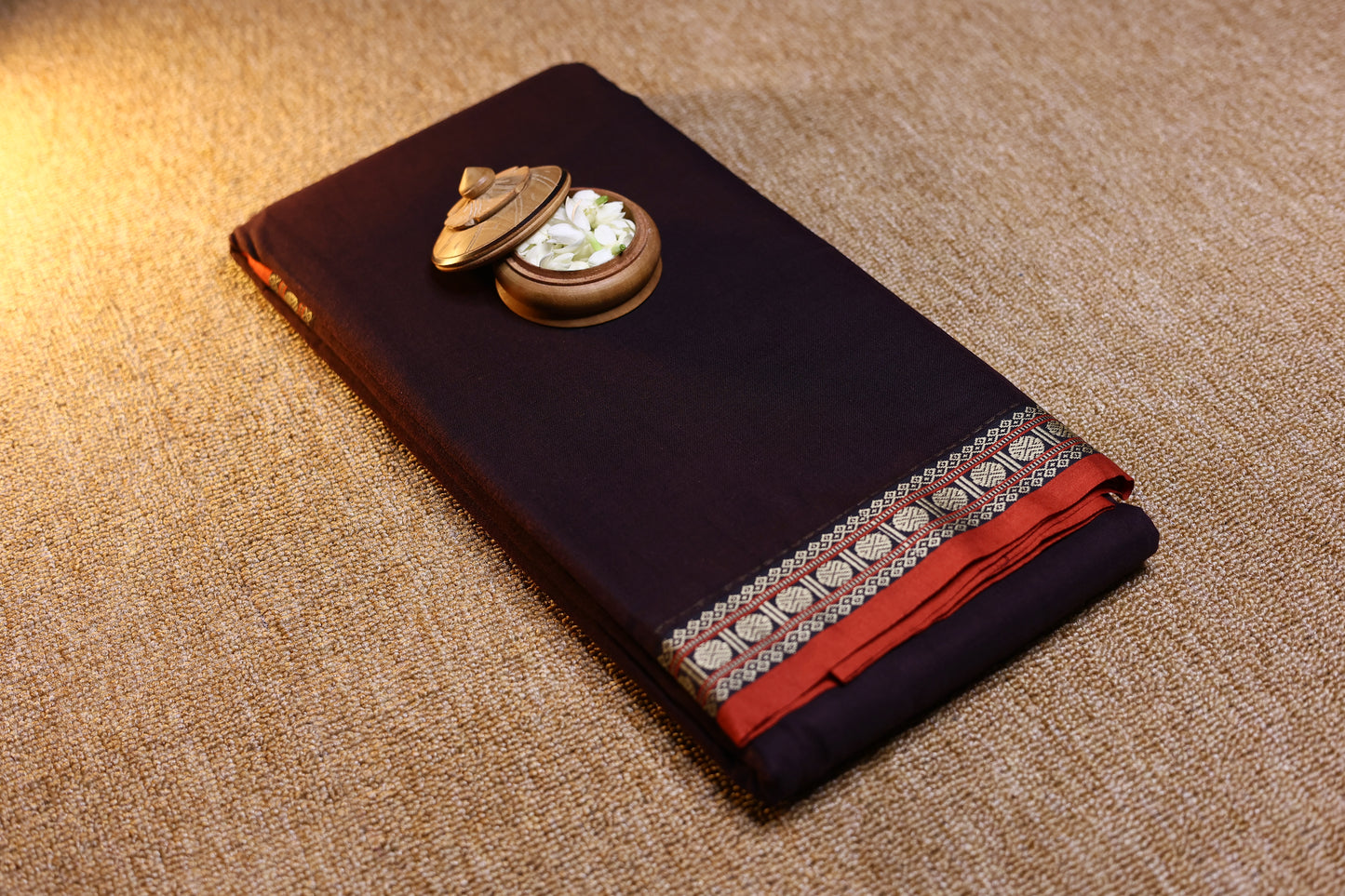 Narayanpet Saree - Black with Red Border - NPEQ006