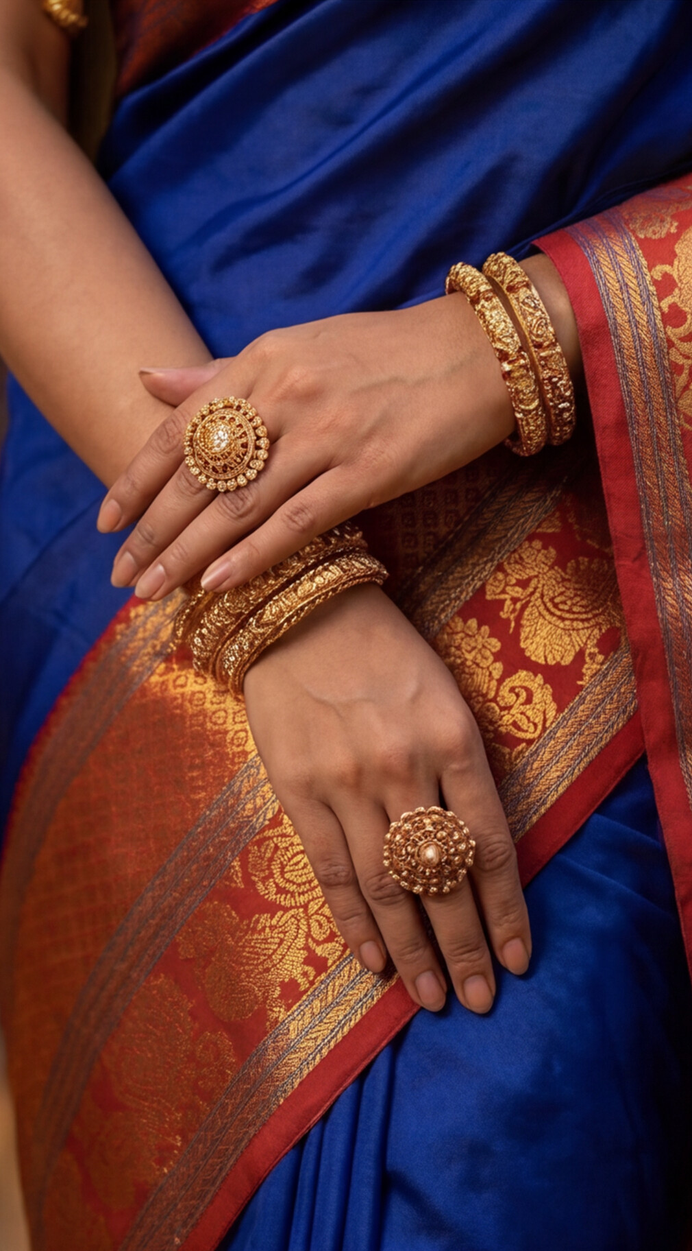 Narayanpet - Blue with Red Long Border saree