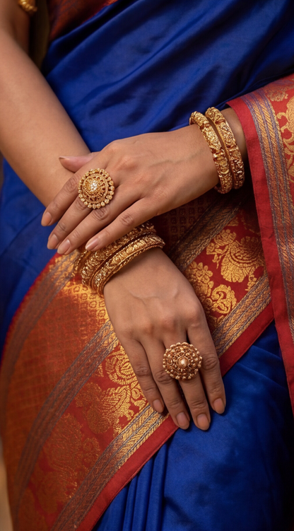 Narayanpet - Blue with Red Long Border saree