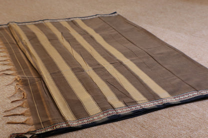 Narayanpet Saree - Dark Grey with Black Border
