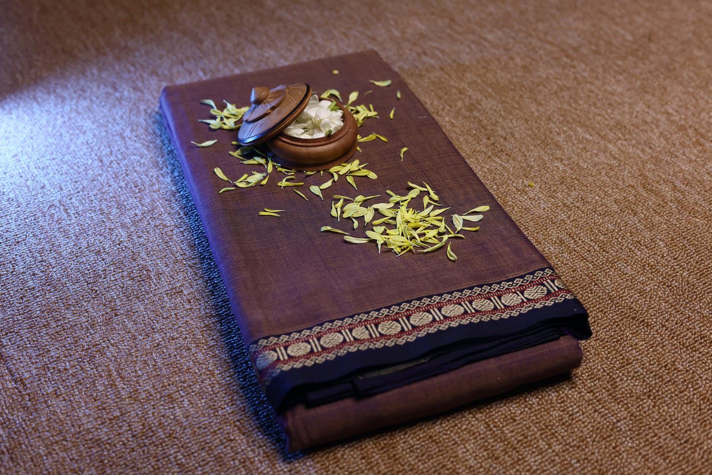 Narayanpet Saree - Dark Lavender with Navy Blue Border - NPEQ012