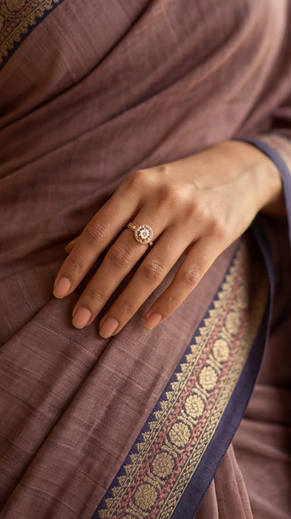 Narayanpet Saree - Dark Lavender with Navy Blue Border - NPEQ012