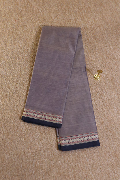Narayanpet Saree - Grey with Navy Blue Border - NPEQ018