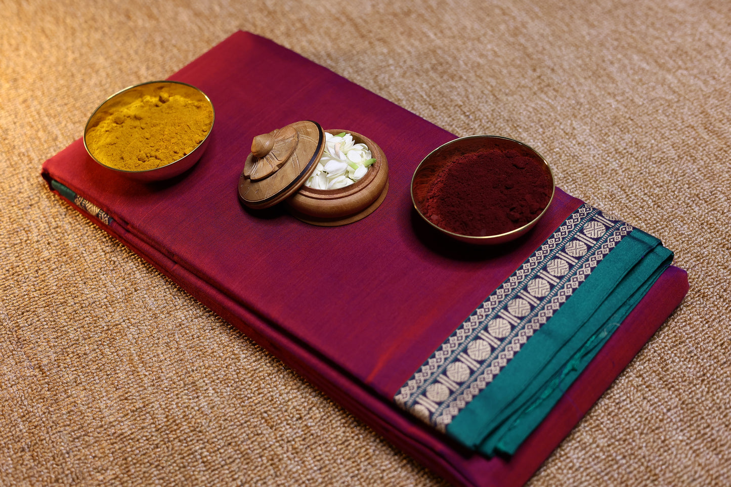 Narayanpet Saree - Magenta with Green Border
