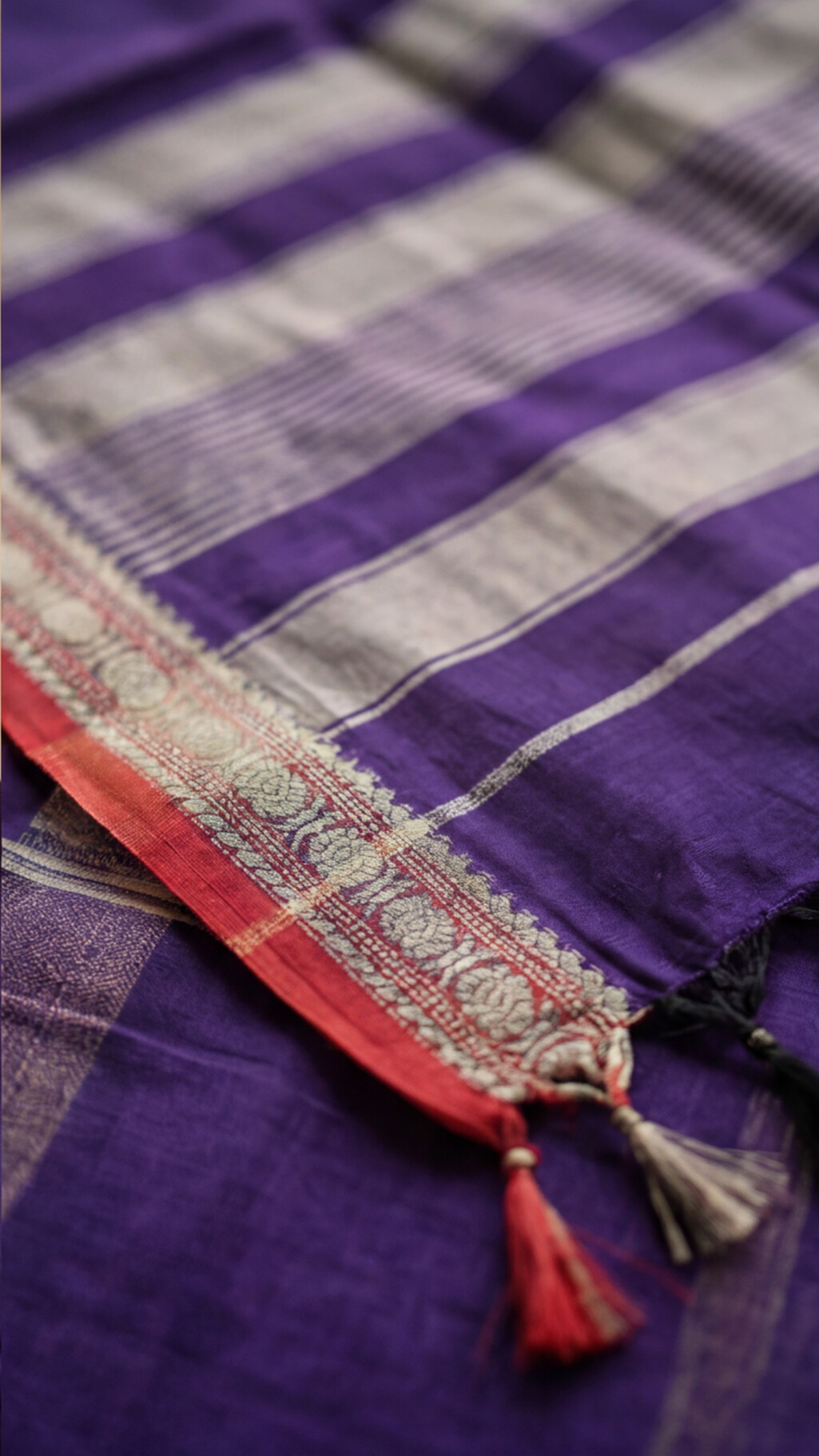 Narayanpet Saree - Purple with Red Border - NPEQ015