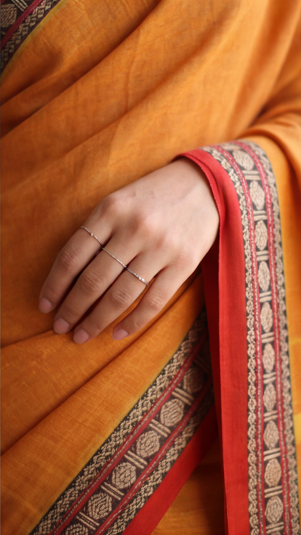 Narayanpet Saree - Yellow with Red Border - NPEQ009