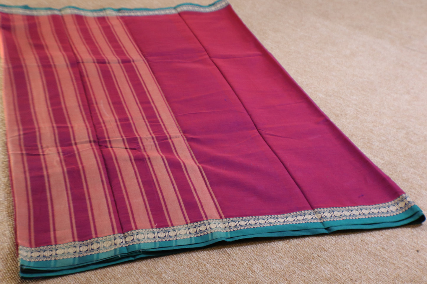 Narayanpet Saree - Magenta with Green Border