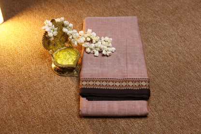 Narayanpet Saree - Onion Pink with Maroon Border - NPEQ011